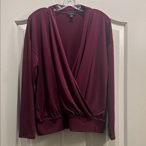 Ann Taylor Deep Red Long Sleeve Top
